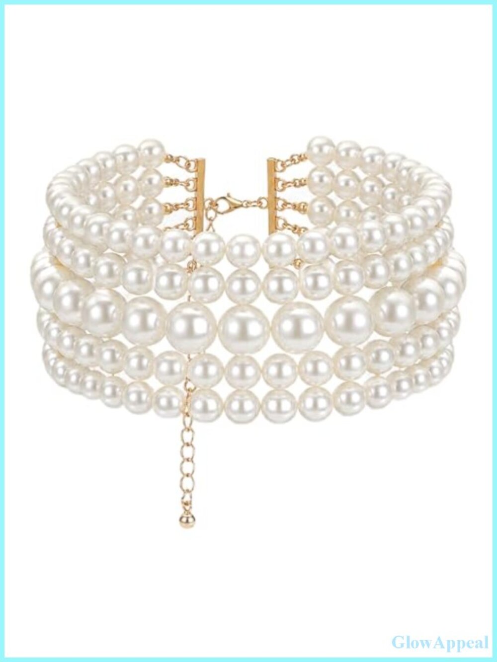 5 Layer Round Imitation Pearl Choker Necklace Adjustable